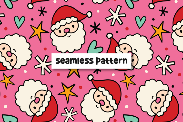 Santa Seamless Pattern Christmas Background.