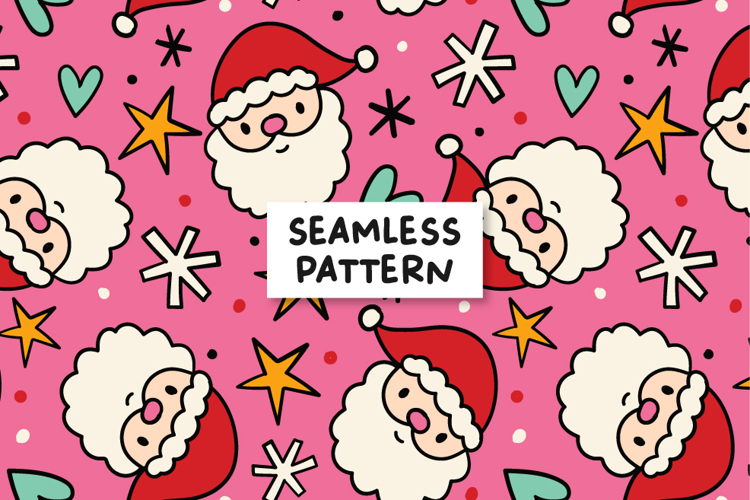 Santa Seamless Pattern Christmas Background.