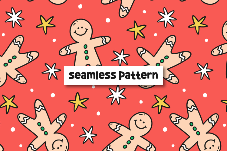 Gingerbread Man Seamless Pattern Christmas Background