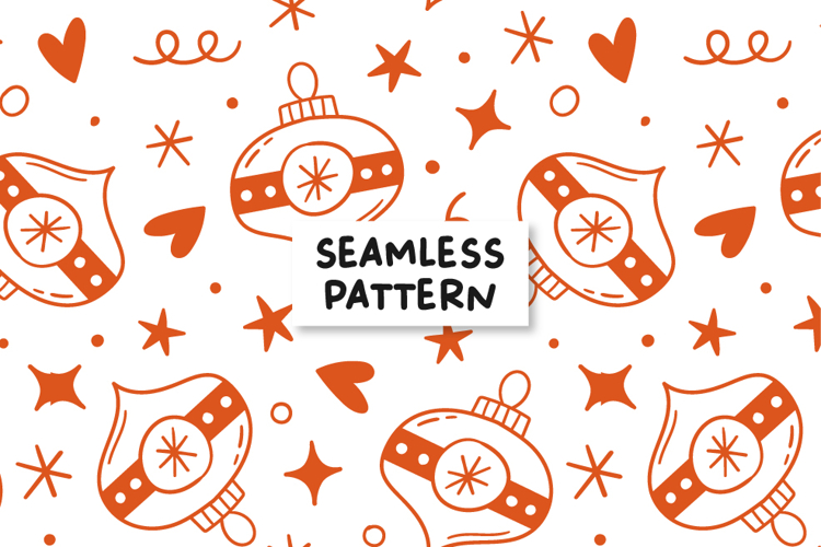 Christmas Ornaments Pattern Hand drawn Christmas Background.
