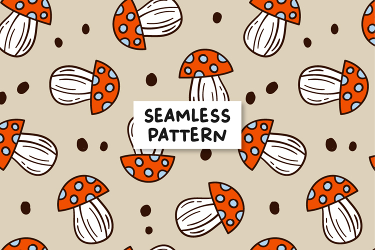Mushrooms Pattern Autumn Mushrooms Digital Paper