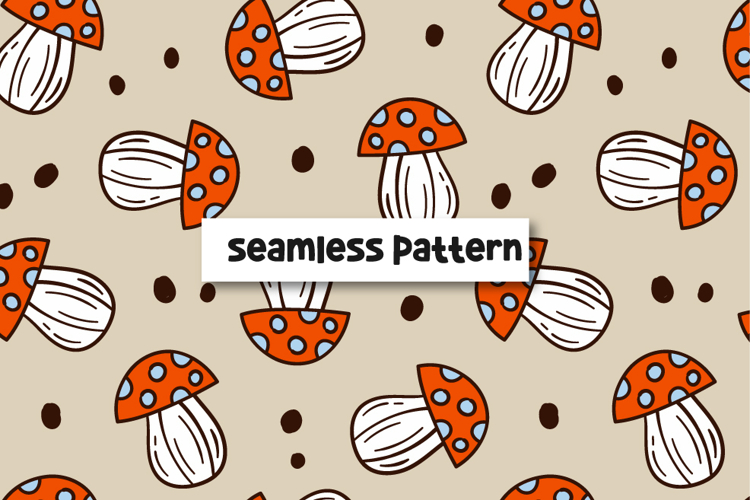 Mushrooms Pattern Autumn Mushrooms Digital Paper