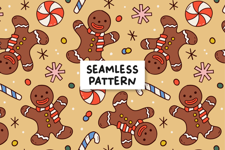 Gingerbread Man Pattern Christmas Gingerbread Man Background