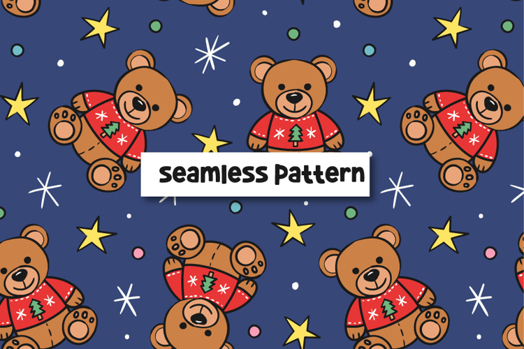Christmas Teddy Bear Pattern Winter Teddy Bear Background.