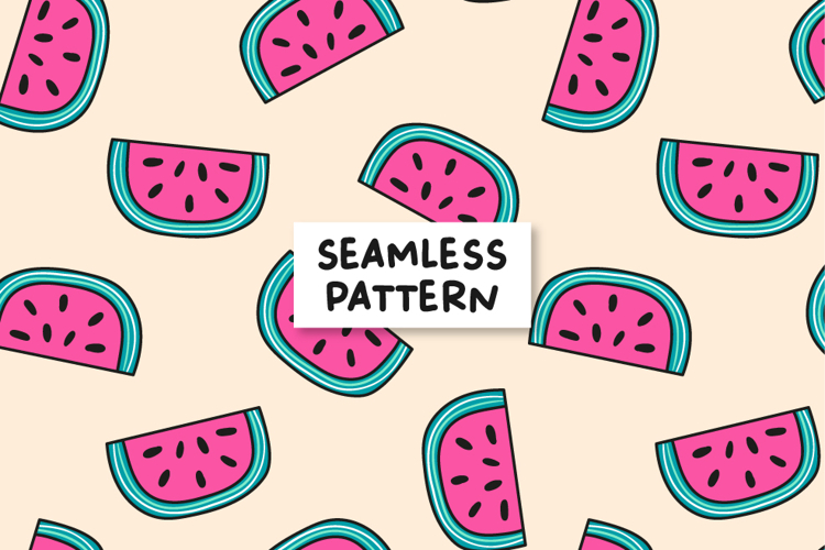 Watermelon Seamless Pattern Pink Watermelon Background.