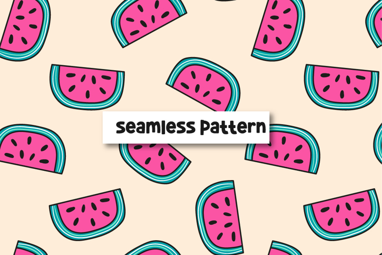 Watermelon Seamless Pattern Pink Watermelon Background.