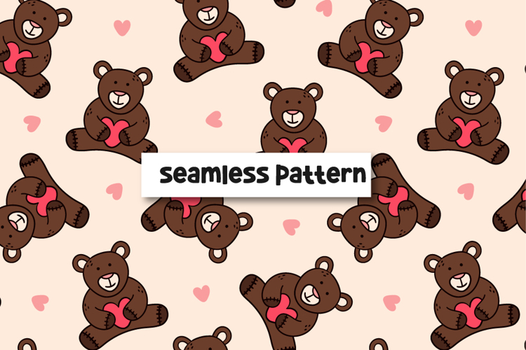 San Valentines Teddy Bear Pattern Cute Teddy Bear Background