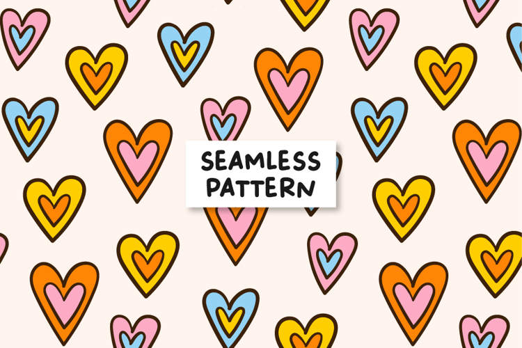 Colorful Hearts Pattern Retro Hearts Background