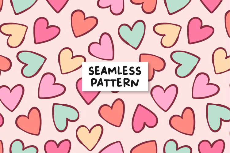 Cute Hearts Pattern Colorful Hearts Background.