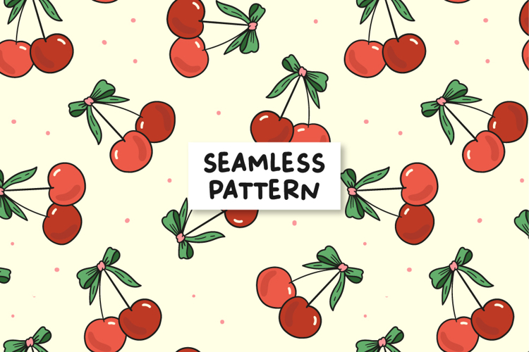 Bow Cherry Seamless Pattern