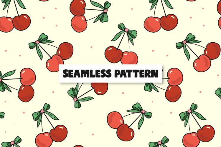 Bow Cherry Seamless Pattern