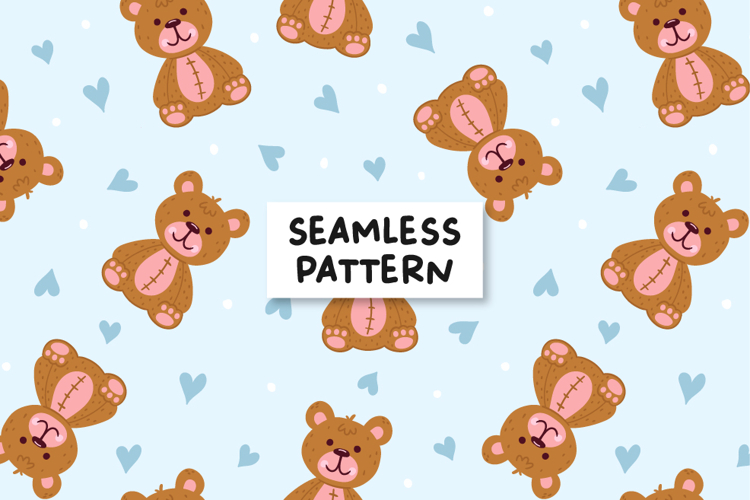 Teddy Bear Pattern Blue Love Background