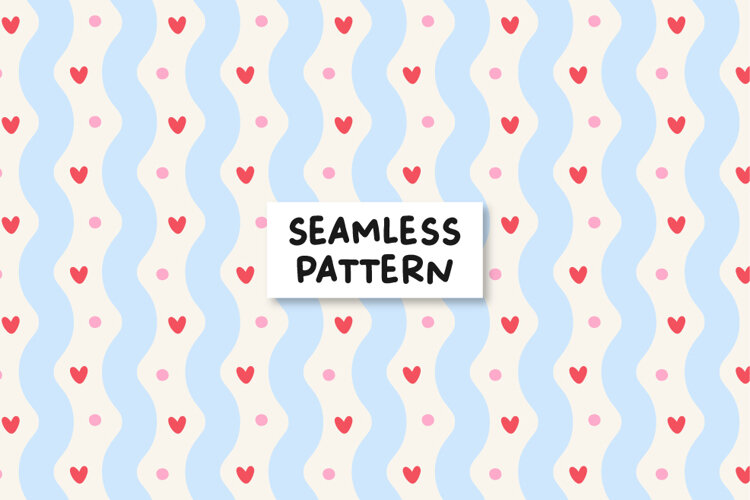 Cute Valentines Pattern, Blue Love Background. example image 1