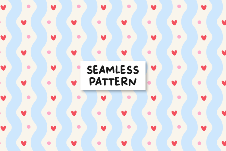 Cute Valentines Pattern, Blue Love Background.