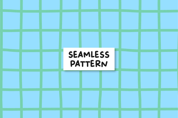 Blue Green Grid Seamless Pattern. example image 1