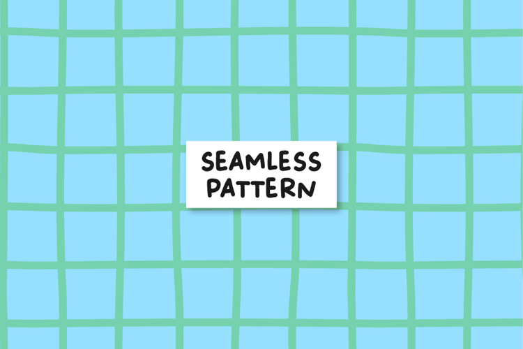 Blue Green Grid Seamless Pattern.