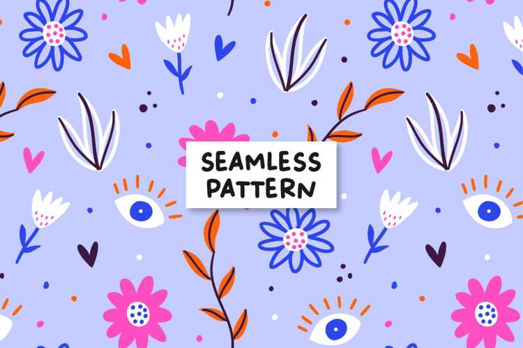 Floral pattern. Eyes seamless pattern.