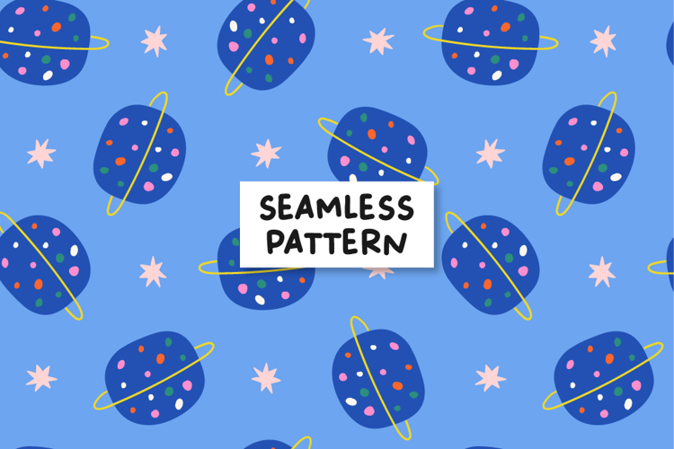 Playful Planets & Stars Seamless Pattern
