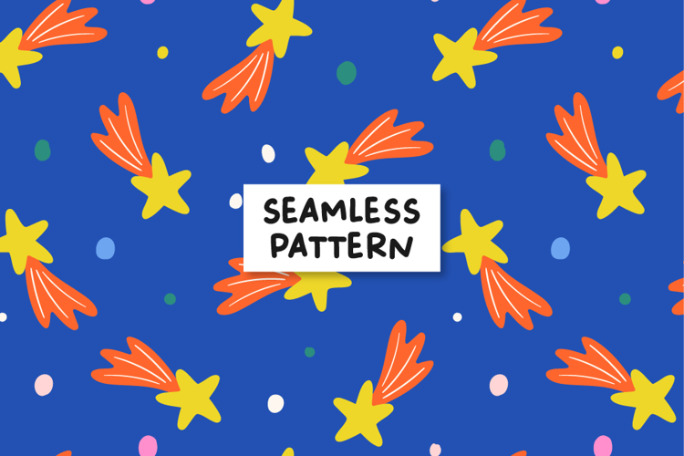 Shooting Star Digital Pattern. Shooting Star Background.