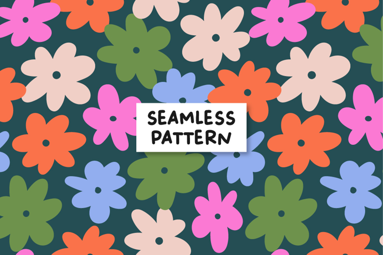 Colorful Retro Floral Pattern. Flowers Background