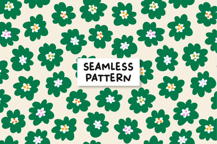 Green Floral Seamless Pattern. Spring Floral Background example image 1