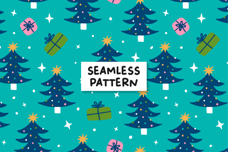 Christmas tree pattern. Christmas seamless pattern.