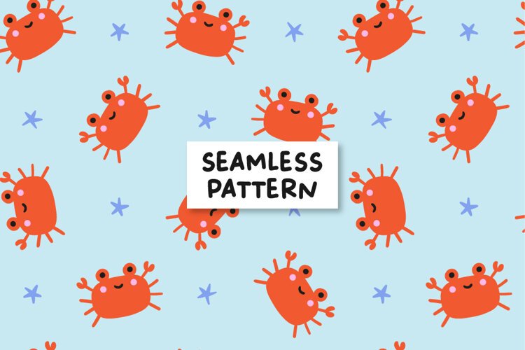 Crab Pattern. Summer Seamless Pattern example image 1