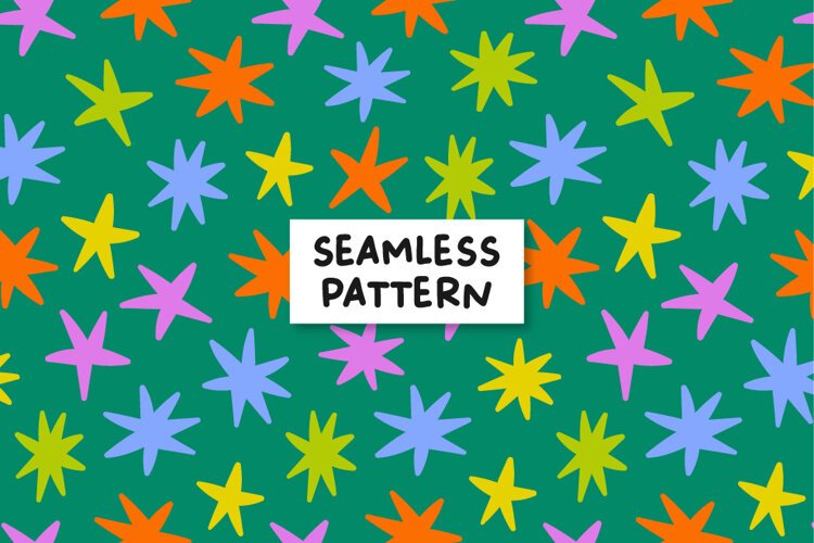 Colorful Stars Pattern. Bright Stars Background example image 1