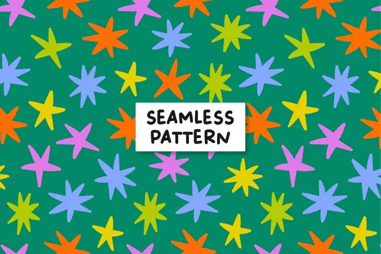 Colorful Stars Pattern. Bright Stars Background