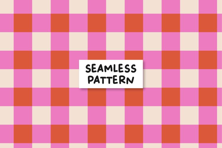 Pink Checkerboard Seamless Pattern Retro Gingham Background example image 1