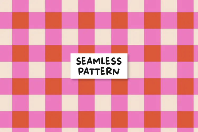Pink Checkerboard Seamless Pattern Retro Gingham Background