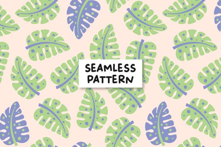 Monstera Leaf Seamless Pattern Tropical Leaves. example image 1
