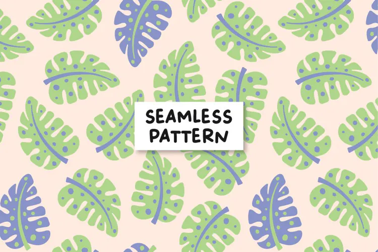 Monstera Leaf Seamless Pattern Tropical Leaves.