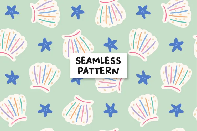 Seashell Pattern. Summer Digital Pattern.