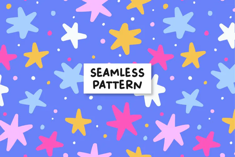 Playful Stars Pattern. Colorful Star Digital Paper