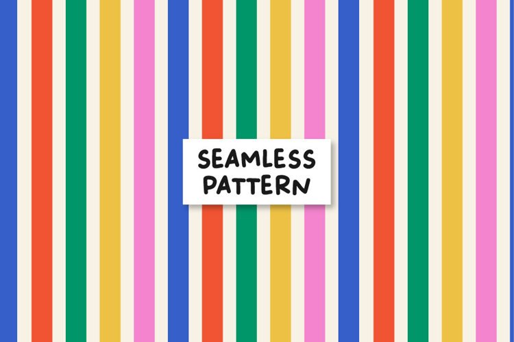 Colorful Stripes Seamless Pattern, Rainbow Digital Paper example image 1