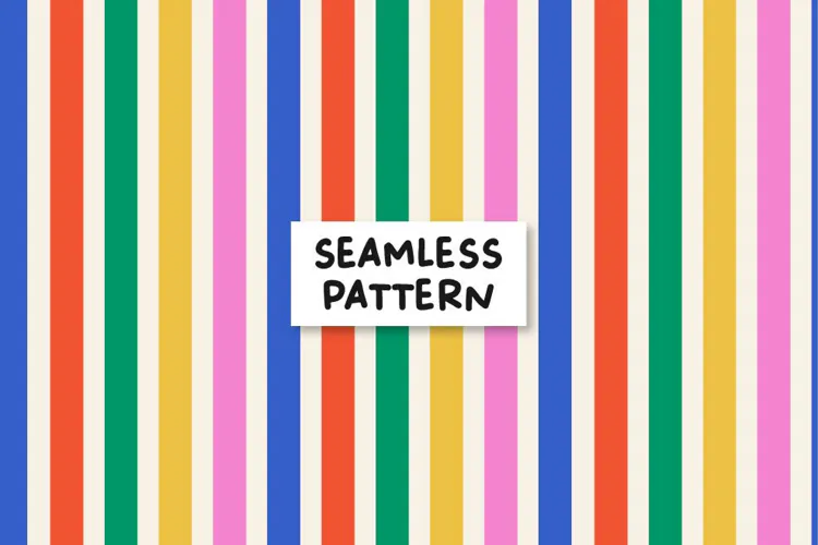 Colorful Stripes Seamless Pattern, Rainbow Digital Paper