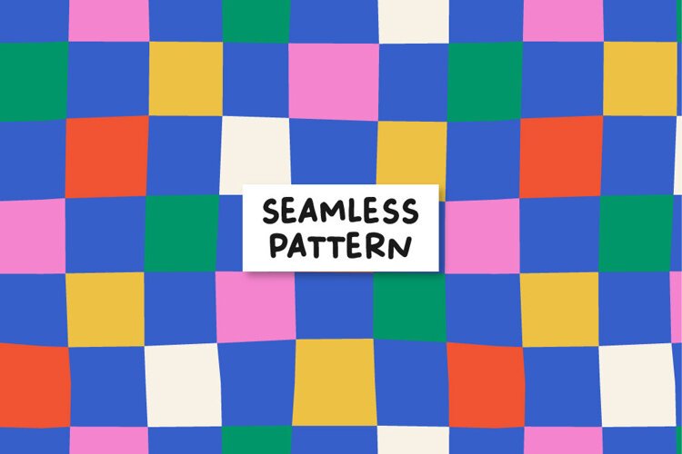 Colorful Checkered Seamless Pattern, Retro Digital Paper example image 1