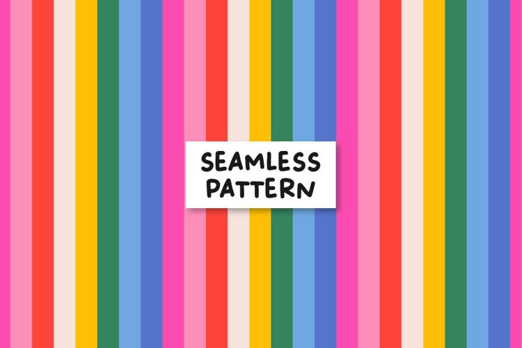Rainbow Stripes Seamless Pattern, Retro Digital Paper example image 1