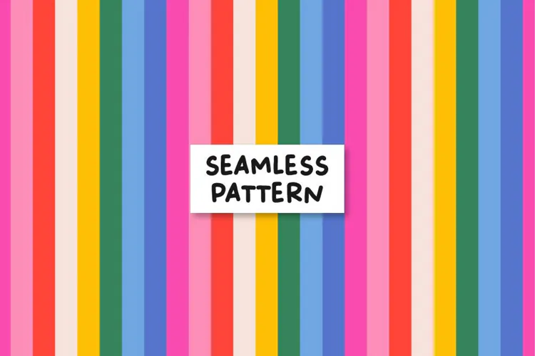 Rainbow Stripes Seamless Pattern, Retro Digital Paper