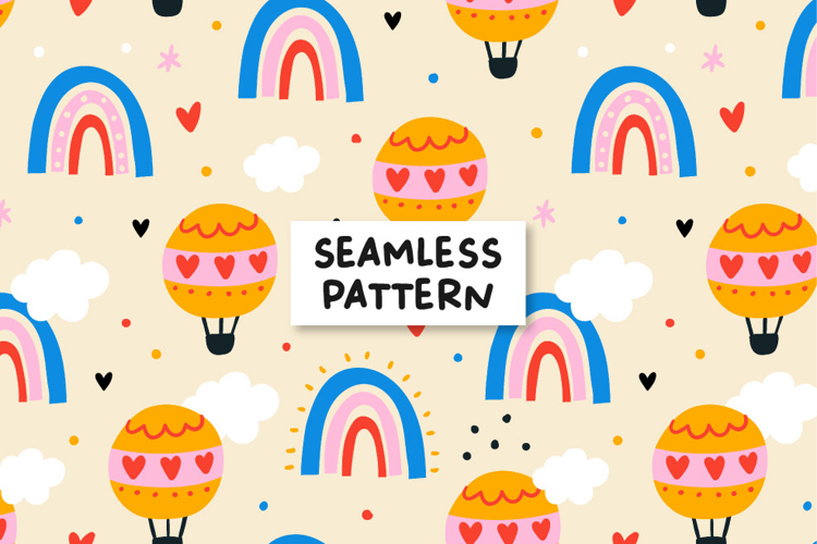 Hot air balloon pattern. Rainbow pattern