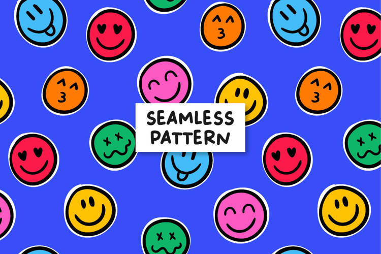 Emoji pattern. Emoticons paper. Seamless pattern. Vector