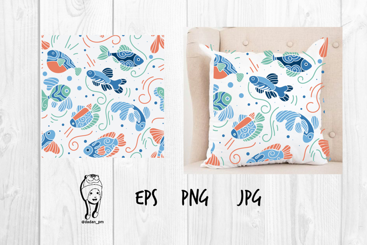 Hand-Drawn Fish Repeating Textile Patterns
