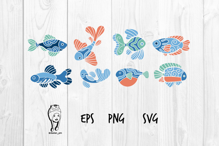 Set of Decorative Hand-Drawn Fish Illustrations