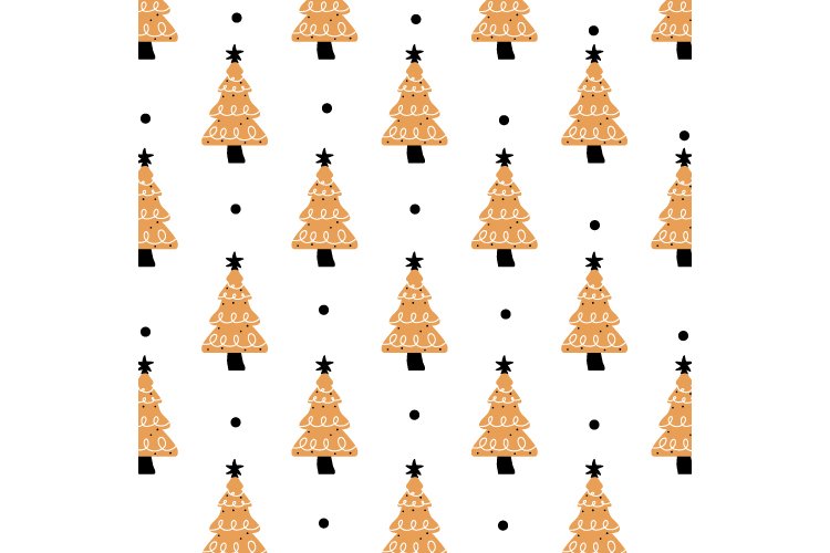 Pattern hand drawn christmas tree design 02