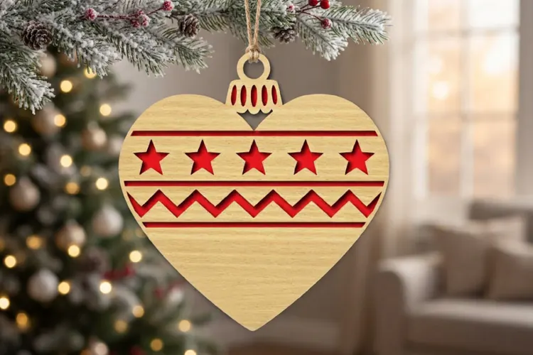 Pattern Heart Christmas Ornament SVG Cut File