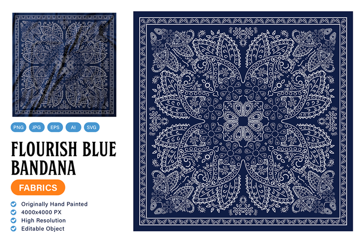 Paisley Blue Bandana