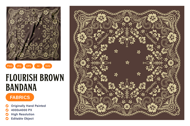 Flourish Brown Bandana
