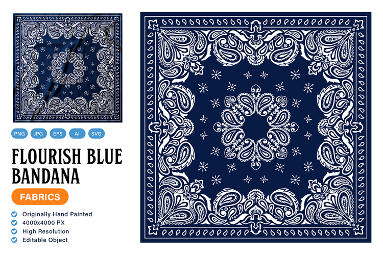Paisley Blue Bandana