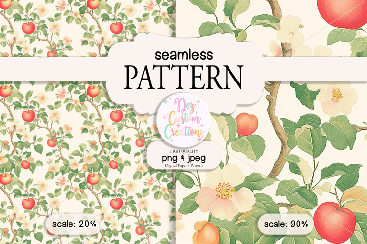 Vintage Apple Tree Seamless Pattern No. 2 - Digital paper